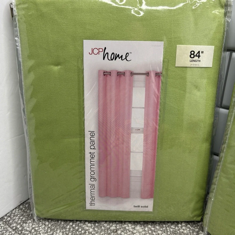 JC Penney Grommet Curtains Set Of 2 Panels‎ New Split Pea Color 40 X 84 NOS VTG